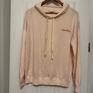 **Magnolia Hooded Lightweight Sweater – “Homebody” Embroidered – Size Large**